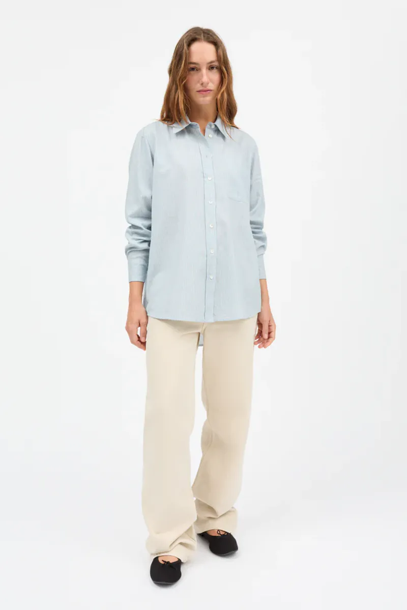 Nico shirt - Tiny blue stripe - Skall Studio