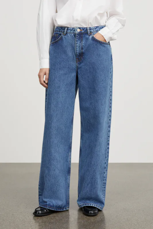 Willow wide jeans - vintage washed blue - Skall Studio