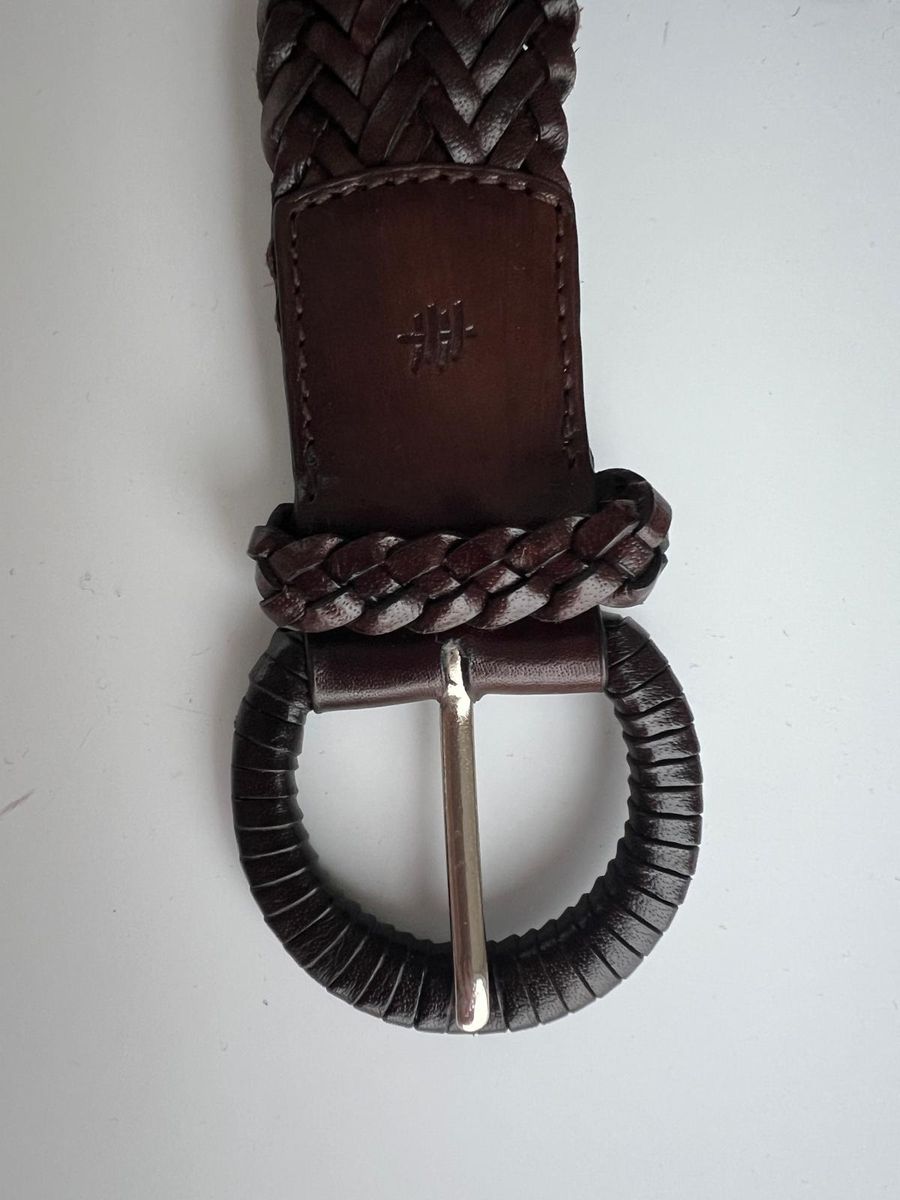 Belte flettet skinn 5 cm  -Mørk brun - 90 cm Dragon Diffusion