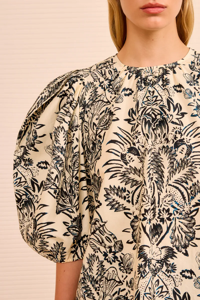 Frantiska Puff Sleeve Top - Ivory Flora - Ulla Johnson