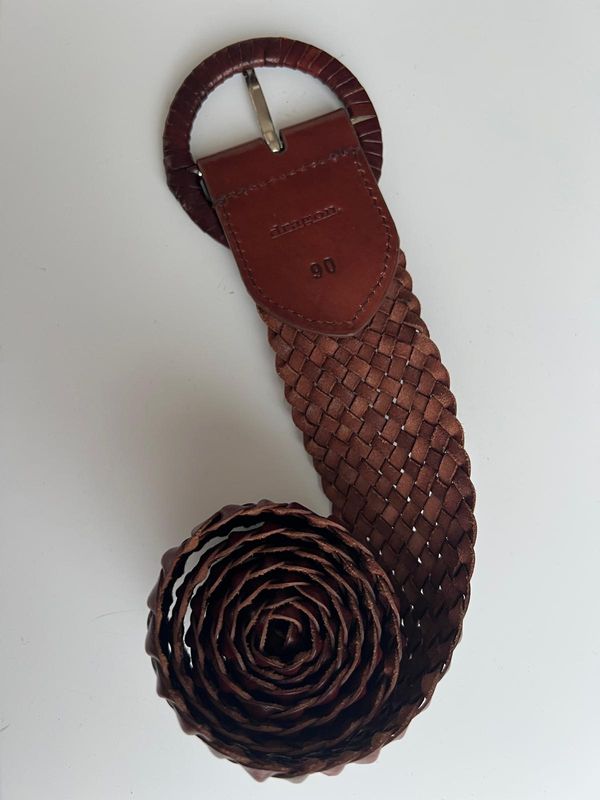 Belte flettet skinn 5 cm  - Bruciato - 90 cm Dragon Diffusion
