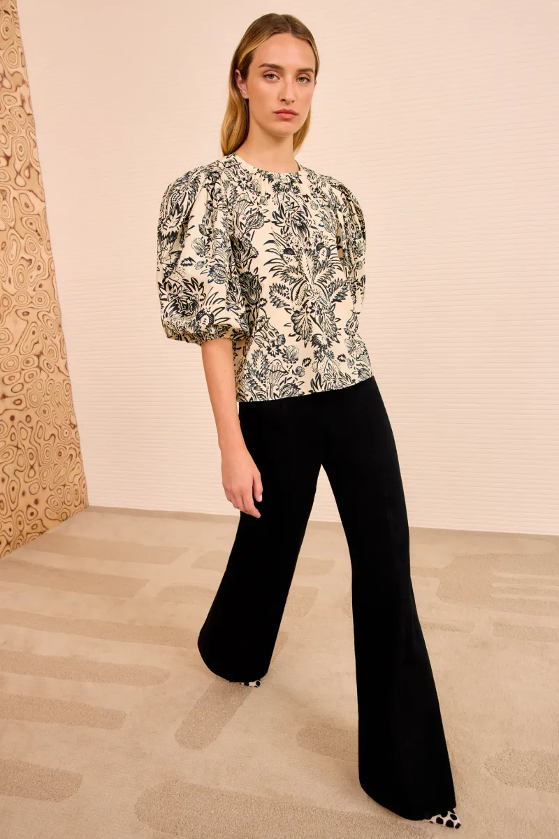 Frantiska Puff Sleeve Top - Ivory Flora - Ulla Johnson